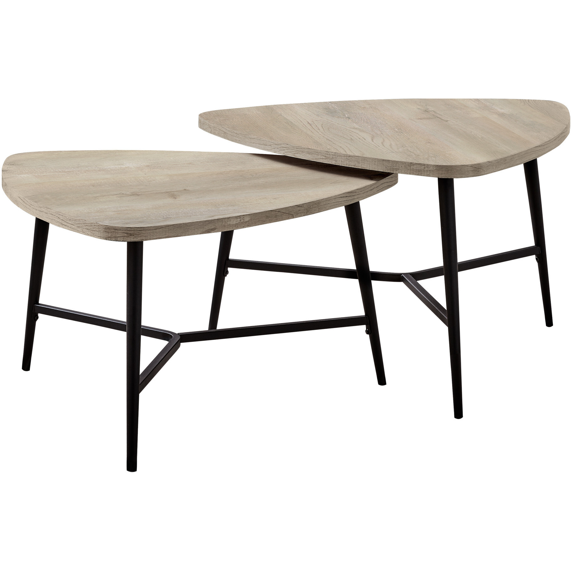 Set Of Two 33 Taupe And Black Triangle Nested Coffee Tables