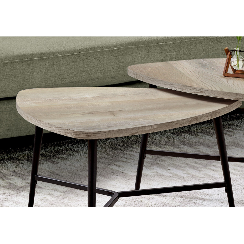 Set Of Two 33 Taupe And Black Triangle Nested Coffee Tables
