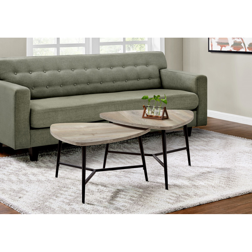 Set Of Two 33 Taupe And Black Triangle Nested Coffee Tables