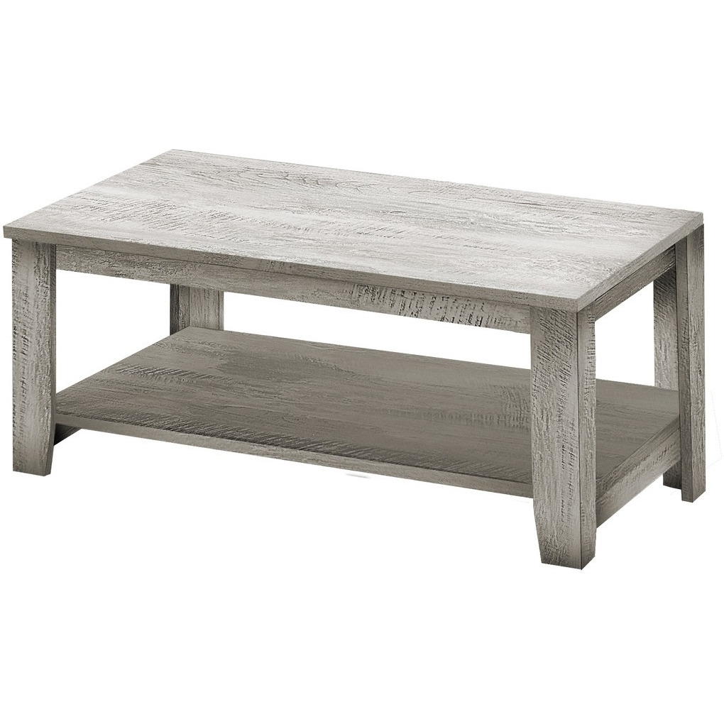 Set Of Three 42 Gray Rectangular Coffee Table With Three Shelves