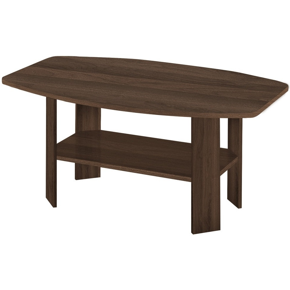 Set Of Three 36 Dark Walnut Rectangular Coffee Table With Three Shelves