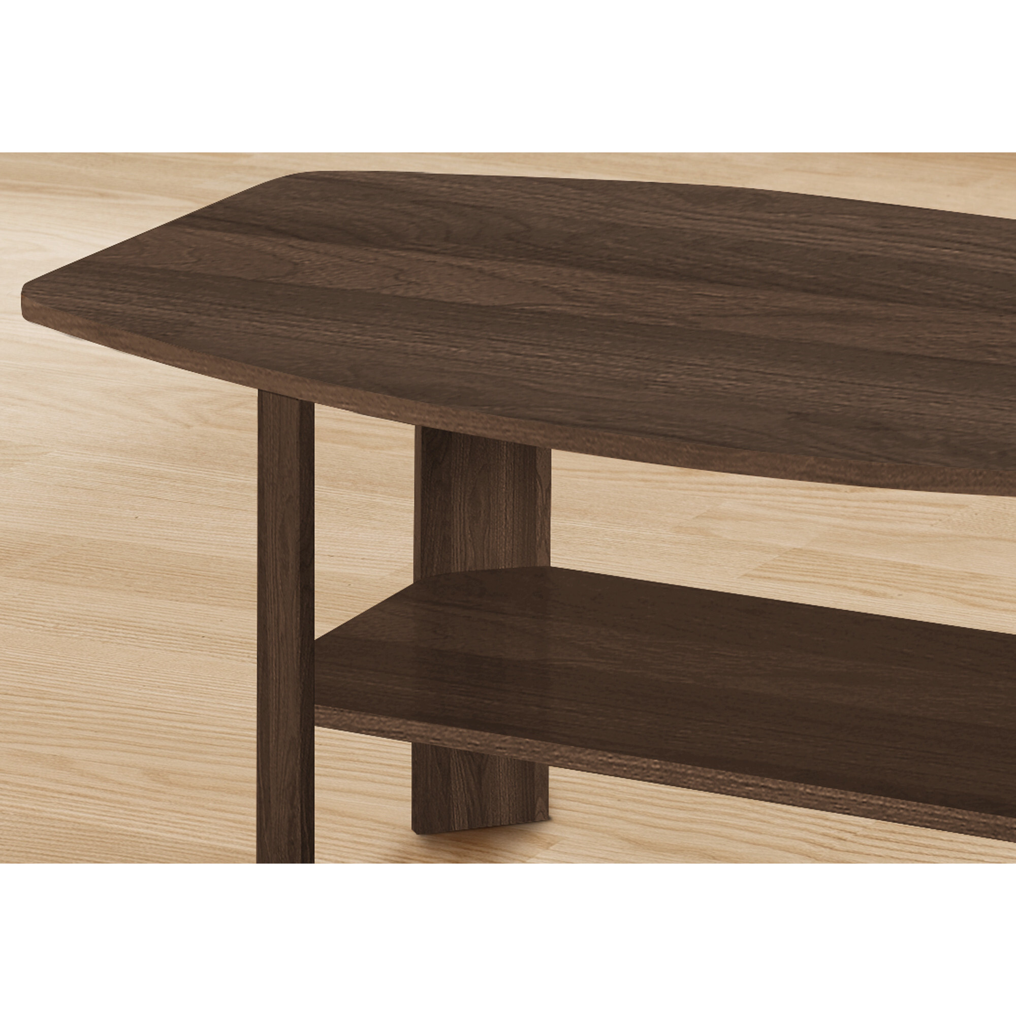 Set Of Three 36 Dark Walnut Rectangular Coffee Table With Three Shelves