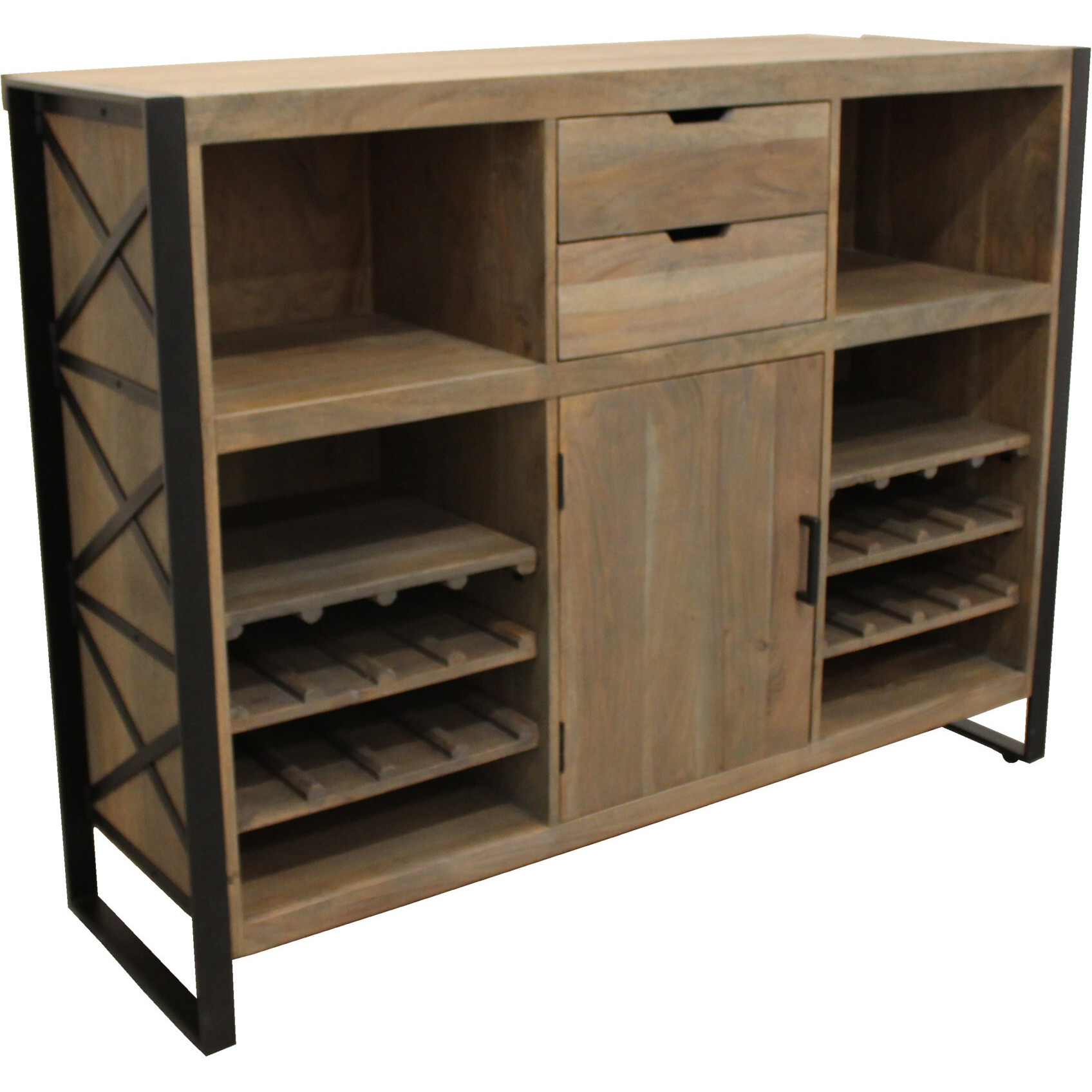 55 Gray And Black Solid Wood Sled Console Table With Storage With Storage