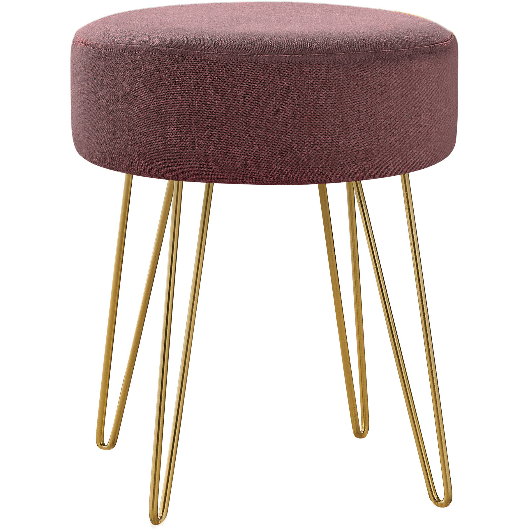 14 Plum Velvet And Gold Round Ottoman