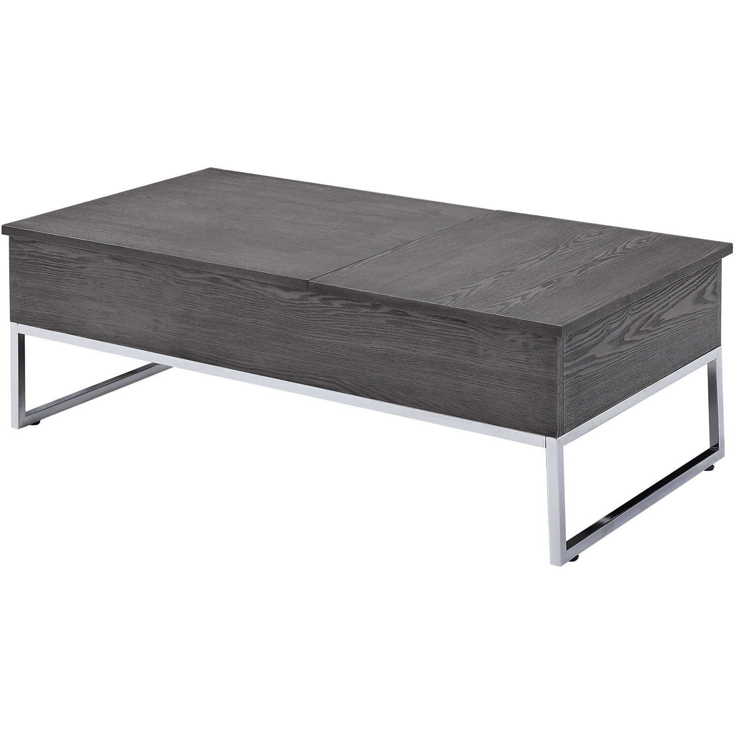 47 Chrome And Gray Oak Rectangular Lift Top Coffee Table