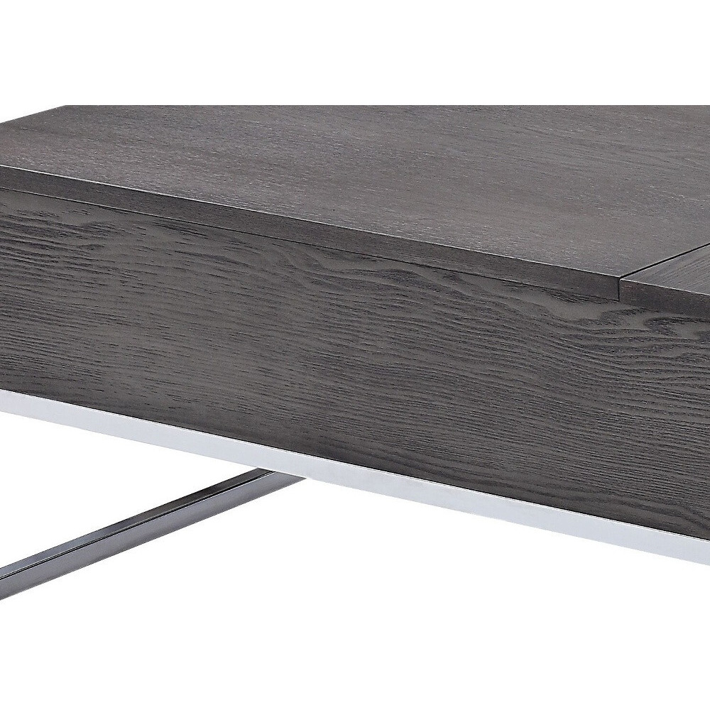 47 Chrome And Gray Oak Rectangular Lift Top Coffee Table