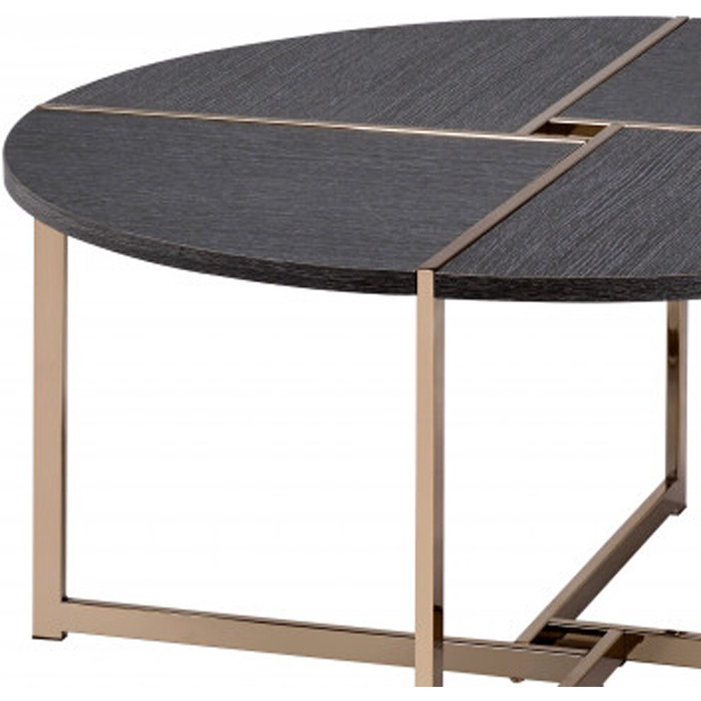 35 Champagne And Black Round Coffee Table