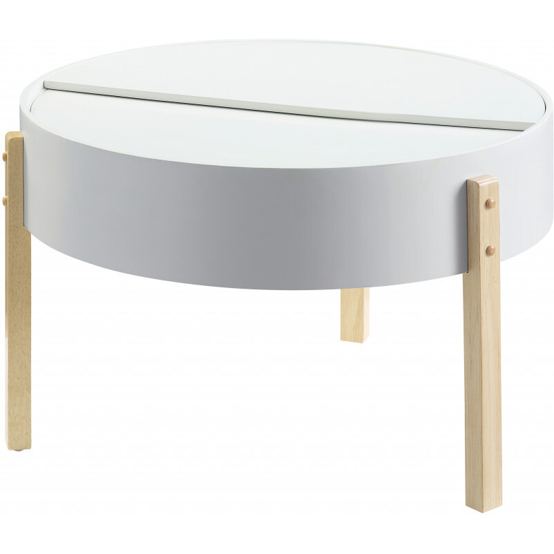 32 Natural Brown And White Round Coffee Table