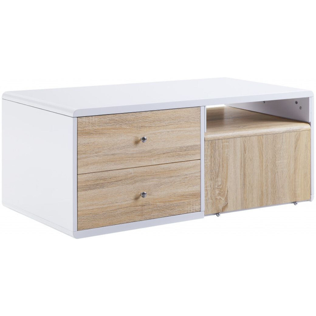 47 White High Gloss Manufactured Wood Rectangular Coffee Table With Four Drawers