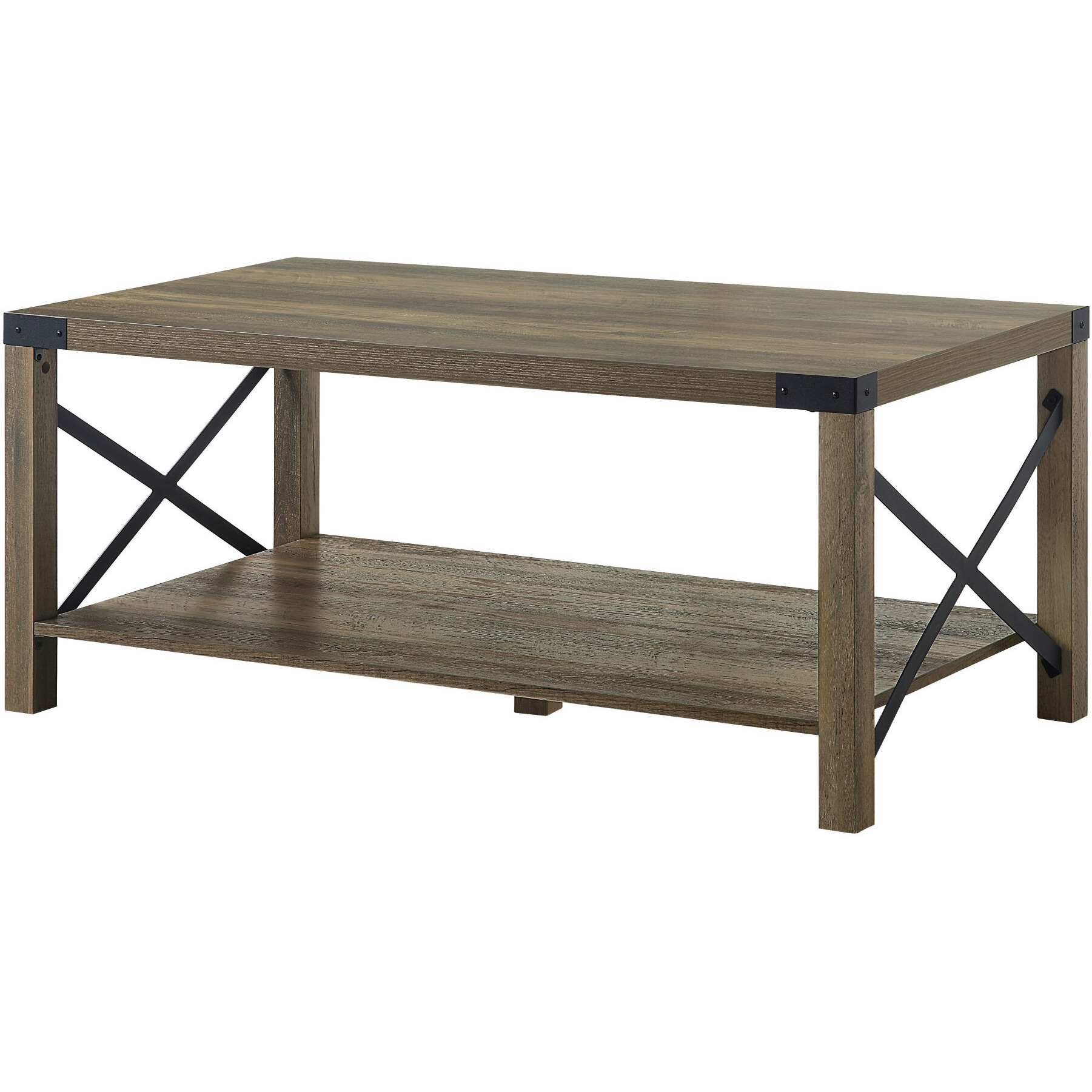 47 Rustic Oak Manufactured Wood Rectangular Coffee Table With Shelf