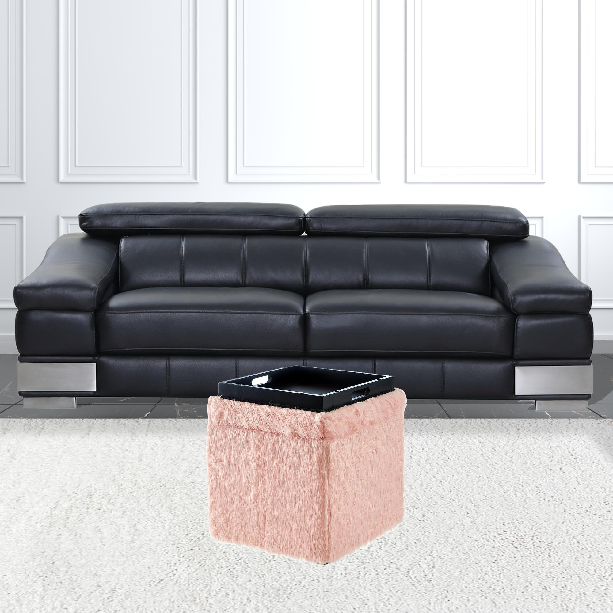 18 Blush Faux Fur And Black Storage