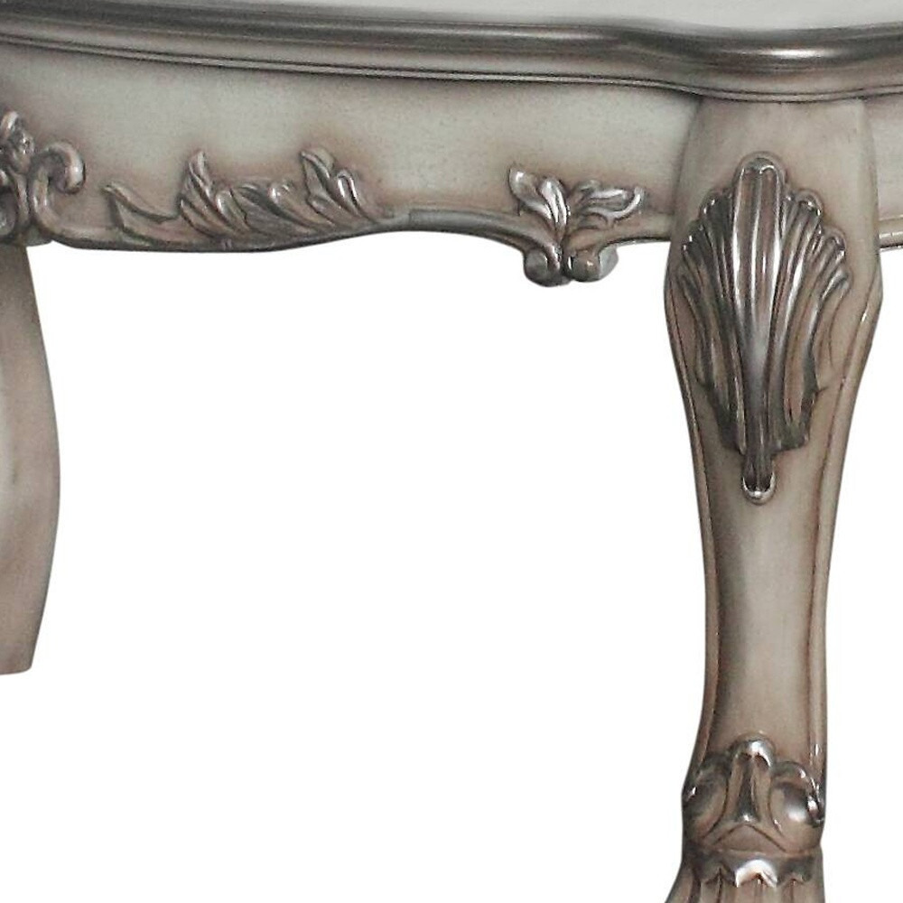 54 Vintage Bone White Solid Wood Rectangular Coffee Table