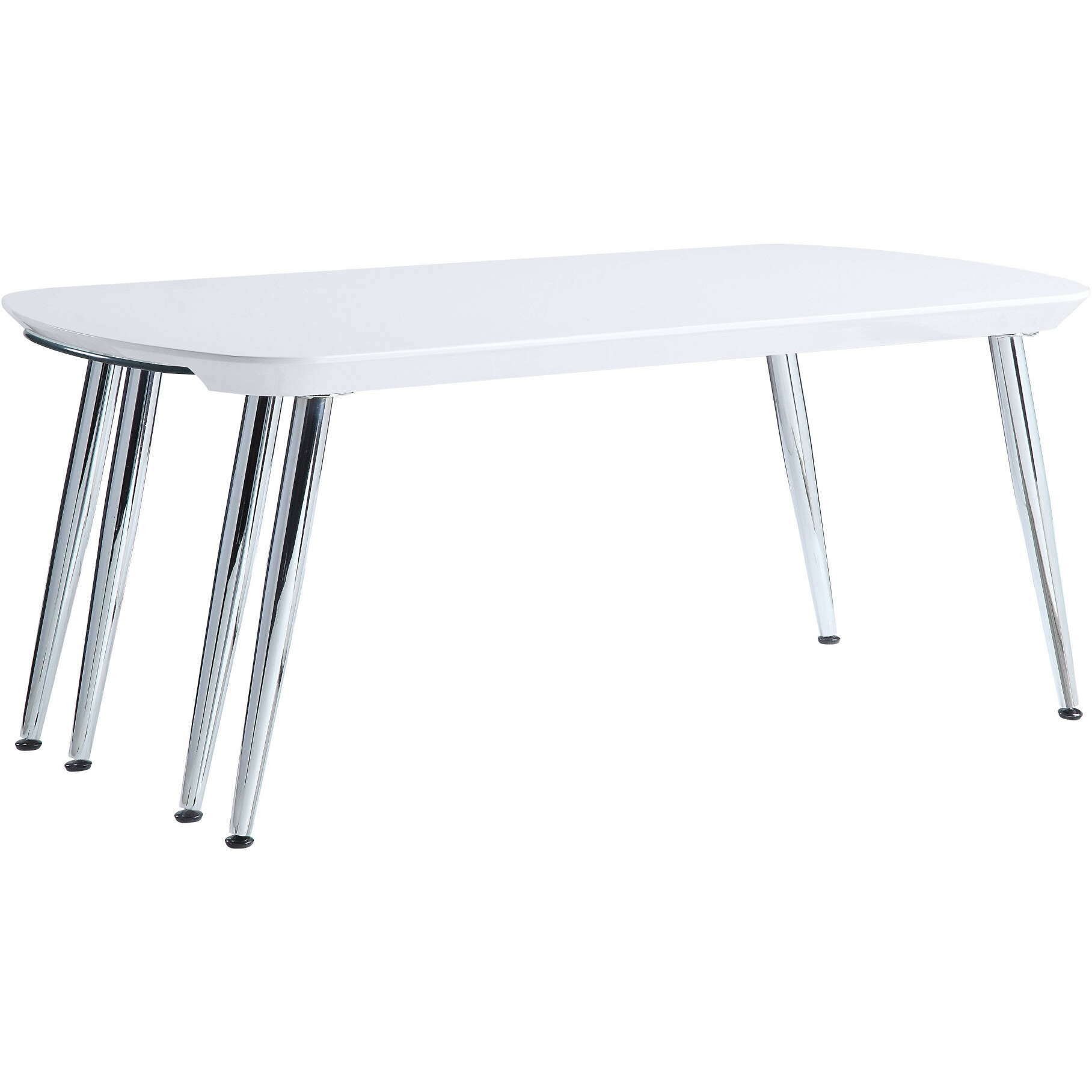28 Chrome And White Glass Manufactured Wood And Metal Free Form Coffee Table