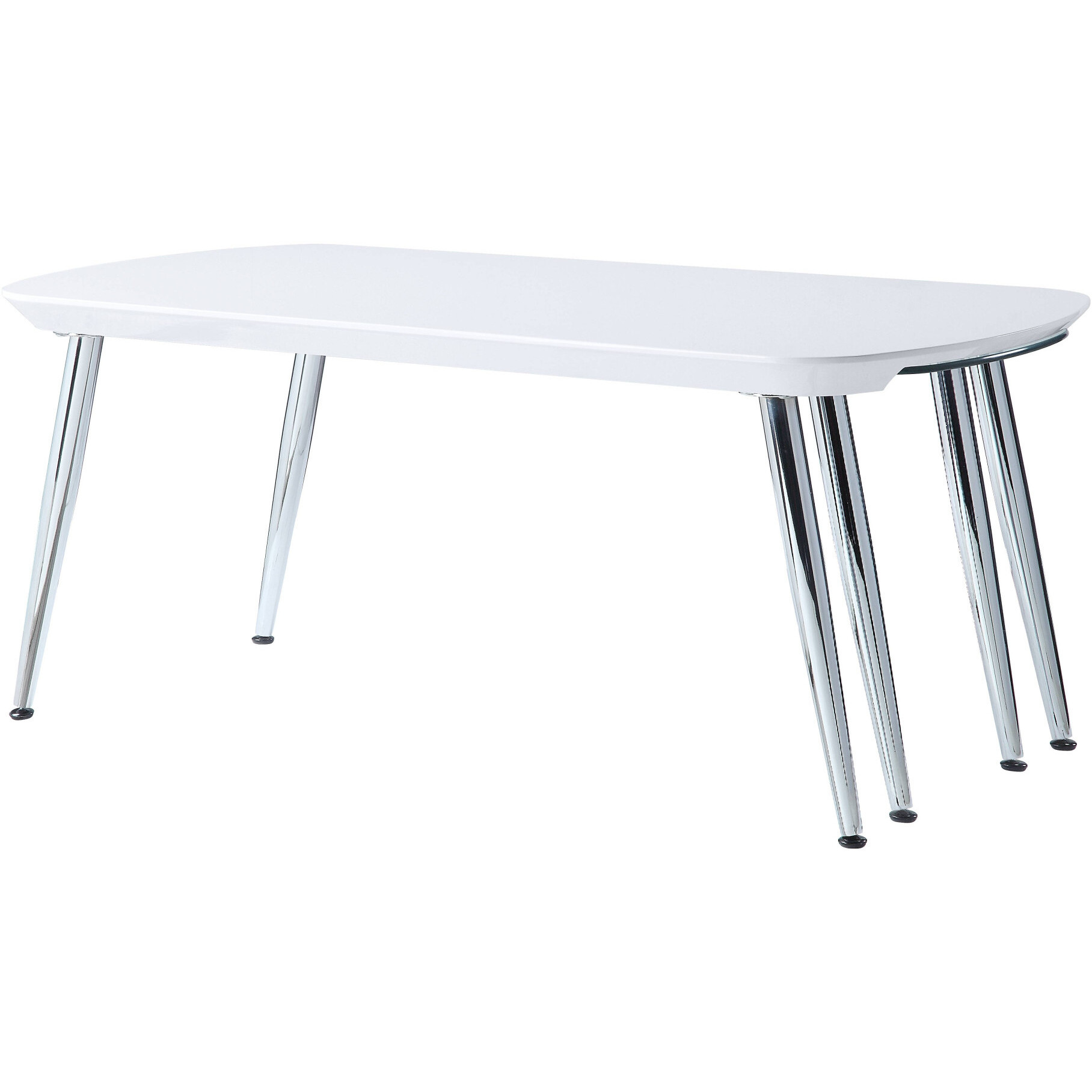28 Chrome And White Glass Manufactured Wood And Metal Free Form Coffee Table