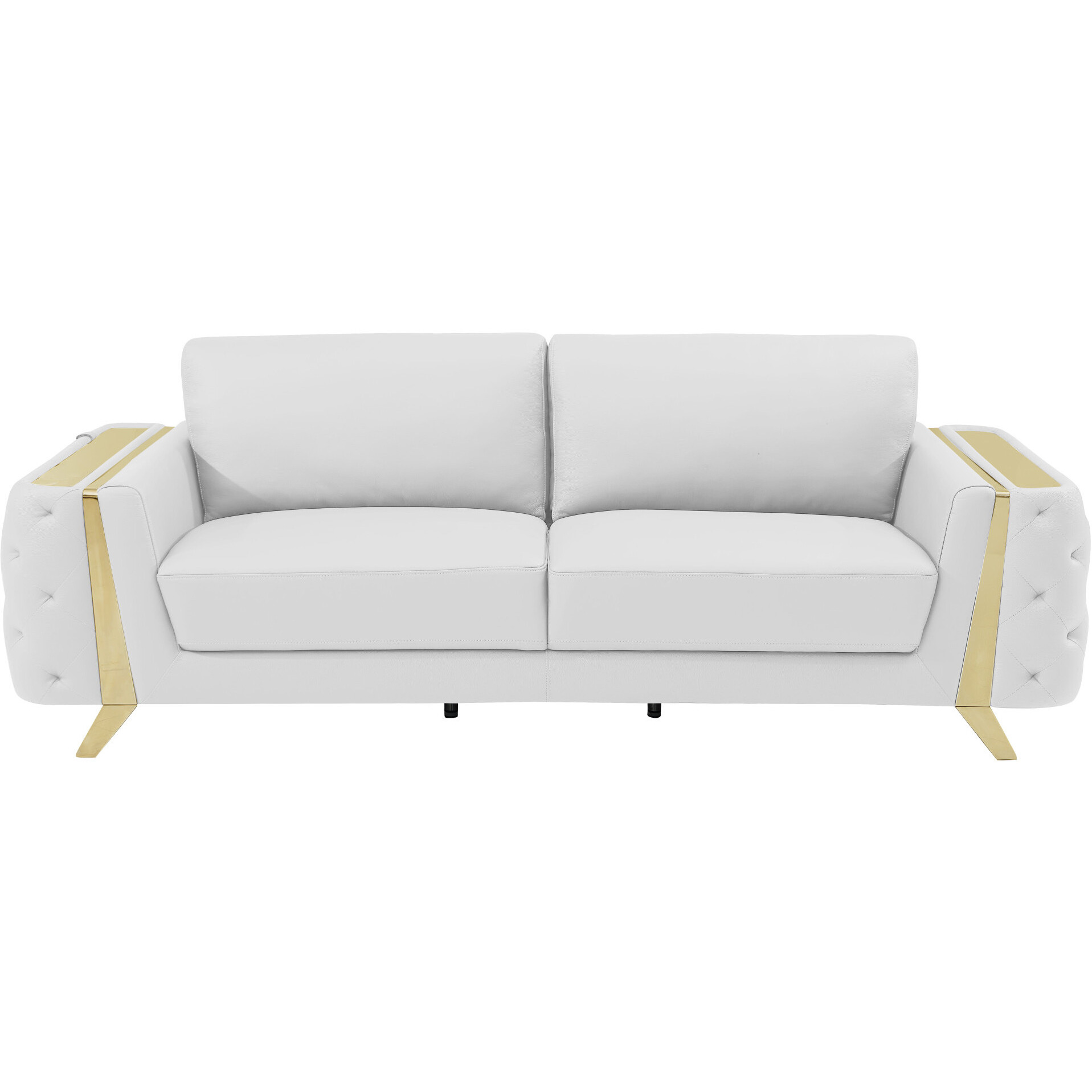 90 White And Gold Italian Leather Sofa