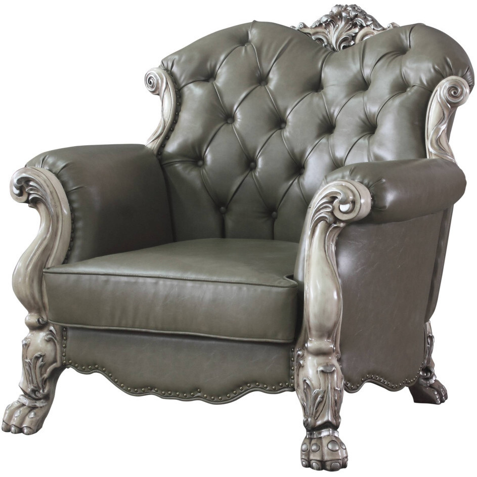 45 Bone White Faux Leather And Vintage Bone White Arm Chair