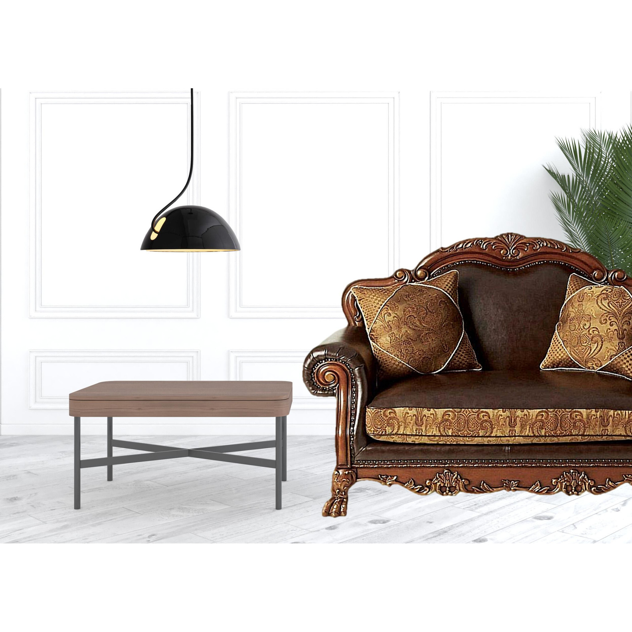 46 Brown And Cherry Blossom Pink Faux Leather Floral Tufted Arm Chair
