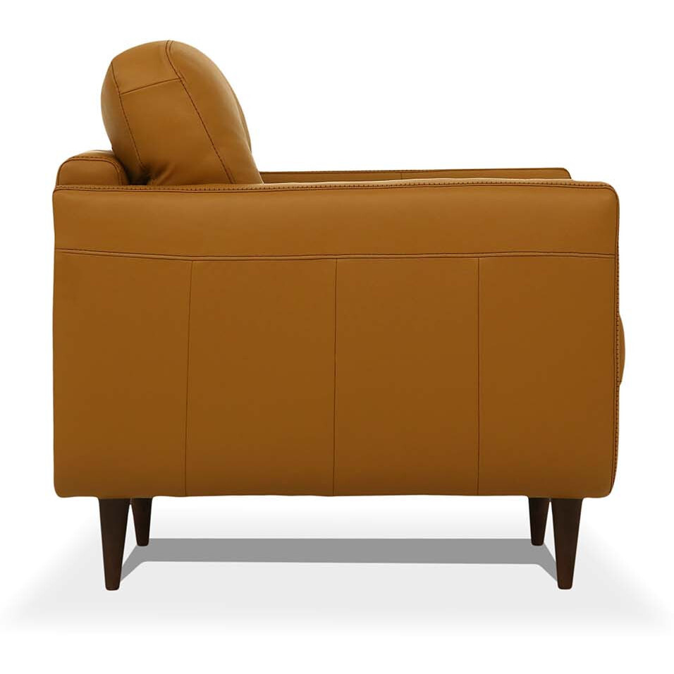 83 Camel Leather And Black Sofa