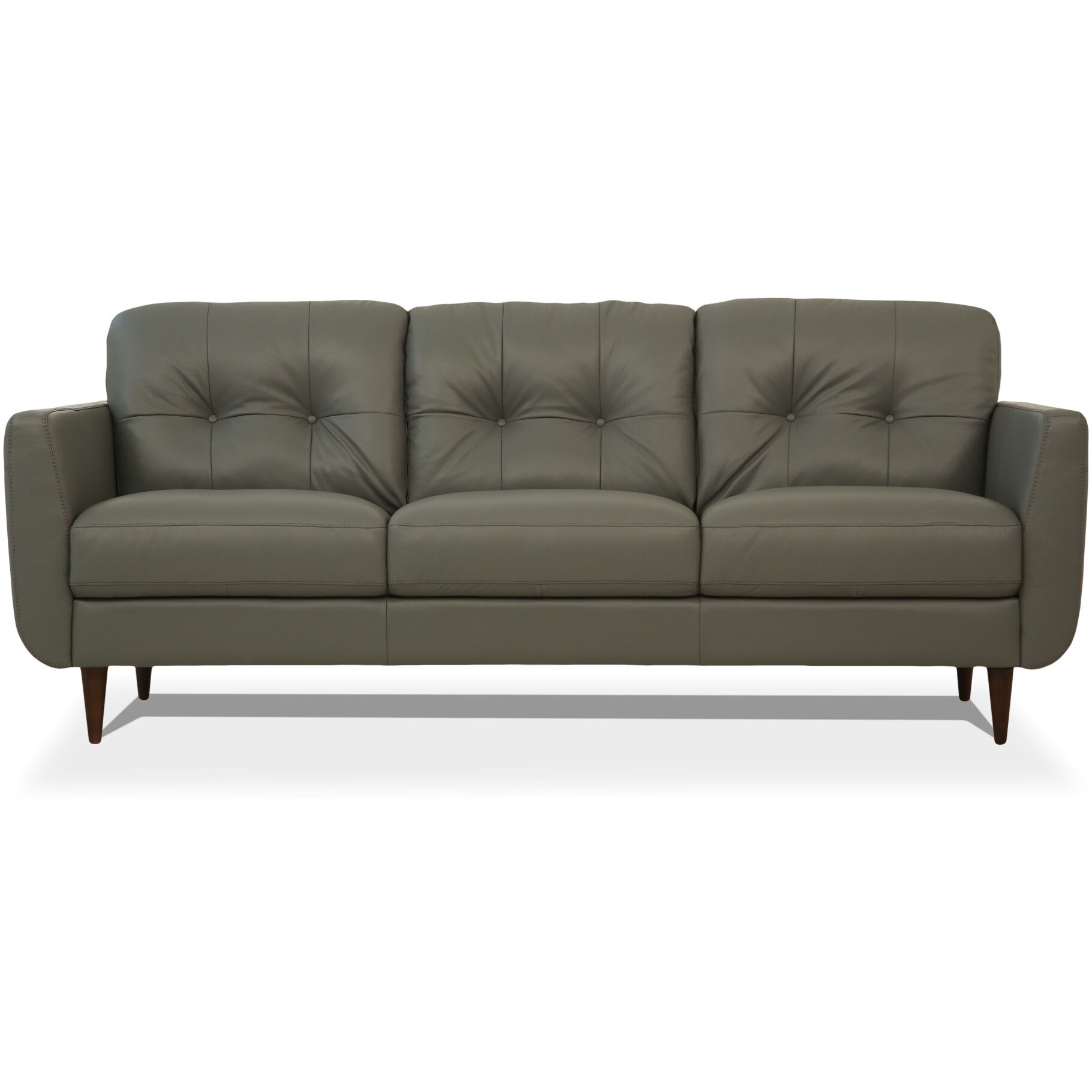 83 Green Leather And Black Sofa