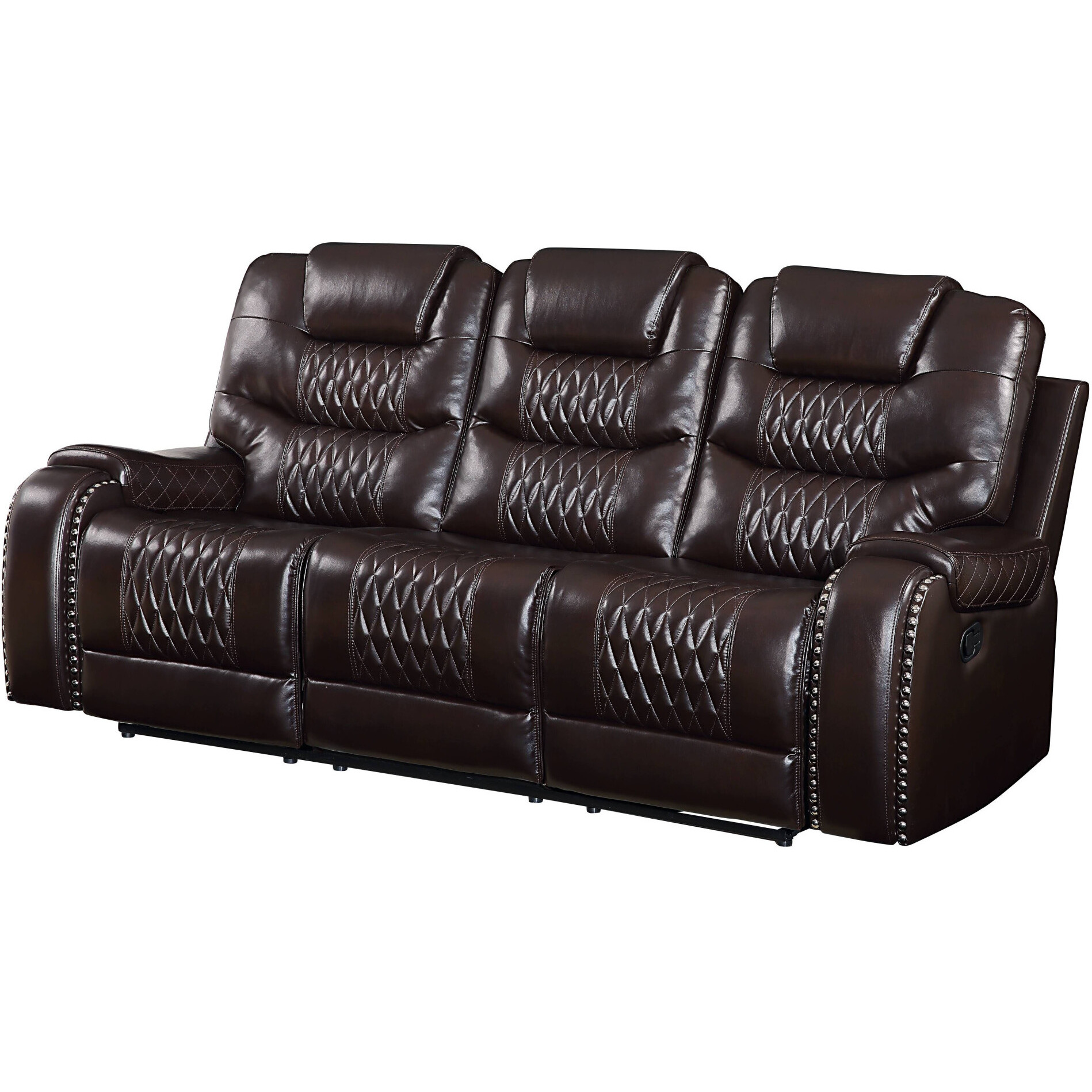 90 Brown Faux Leather And Black Sofa