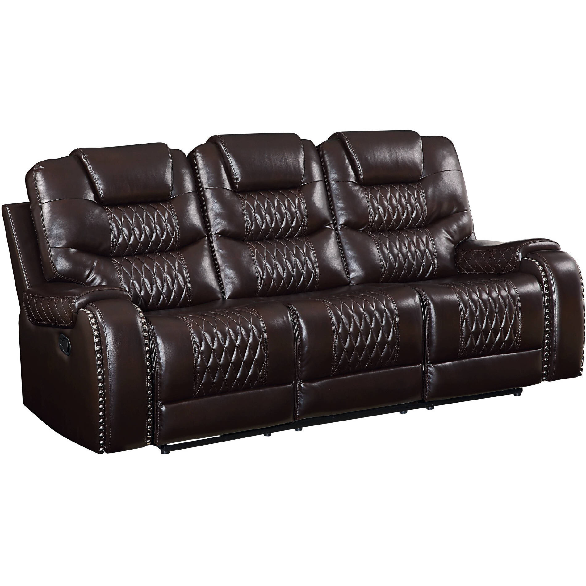90 Brown Faux Leather And Black Sofa