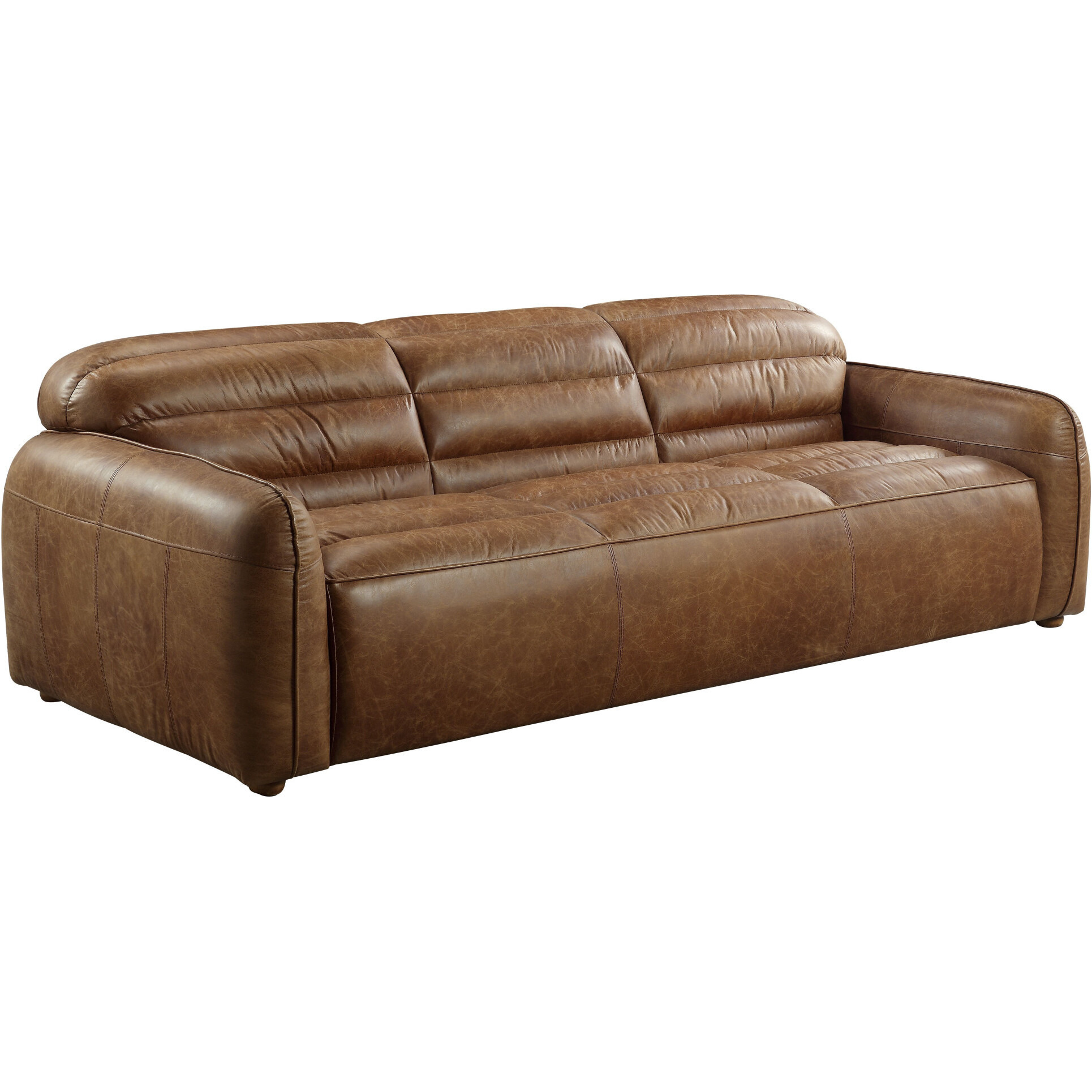 95 Cocoa Top Grain Leather And Black Sofa