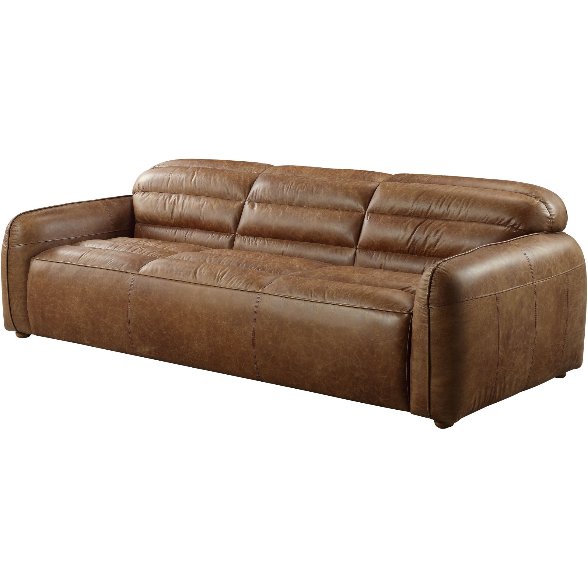 95 Cocoa Top Grain Leather And Black Sofa