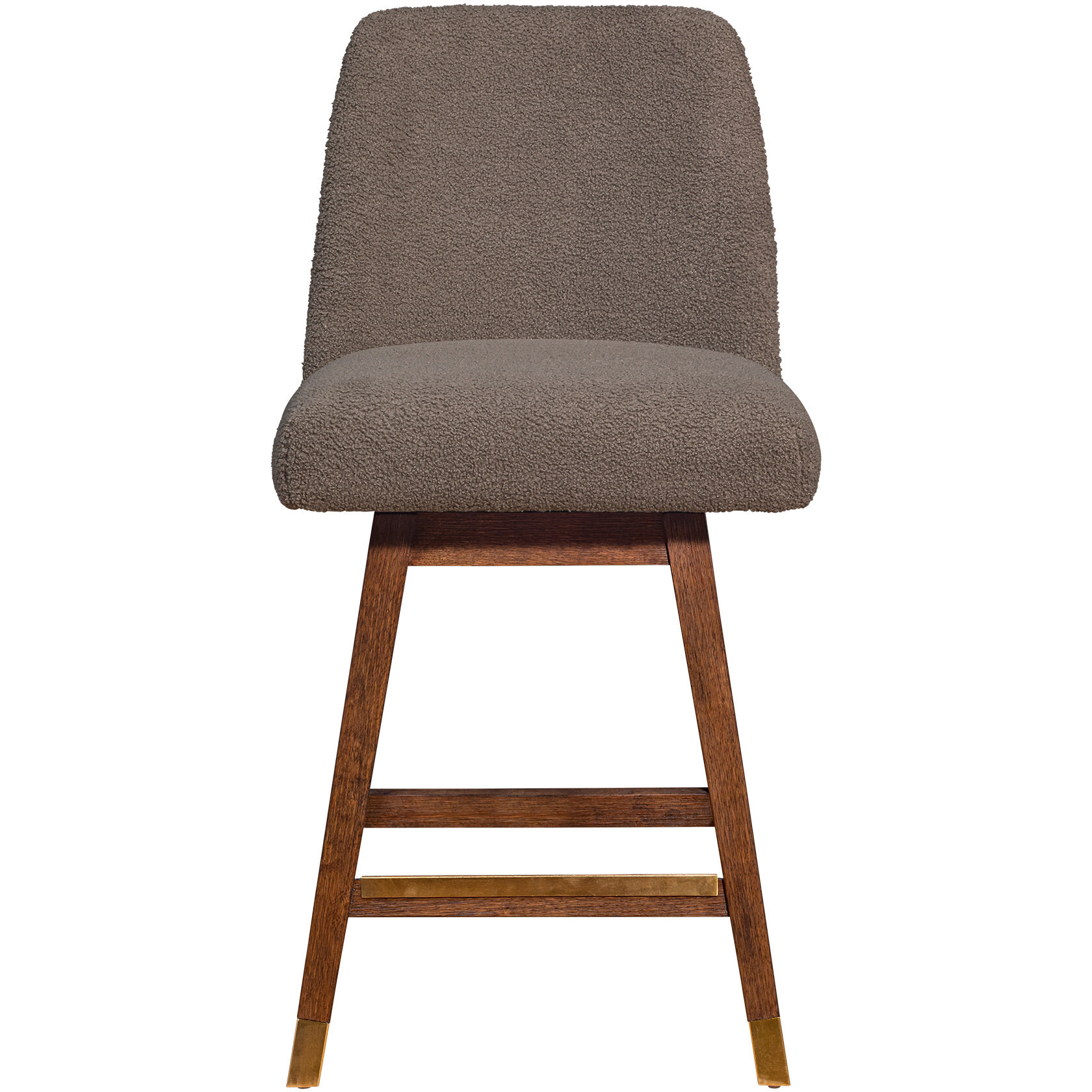 26 Taupe And Brown Solid Wood Swivel Bar Chair With Footrest
