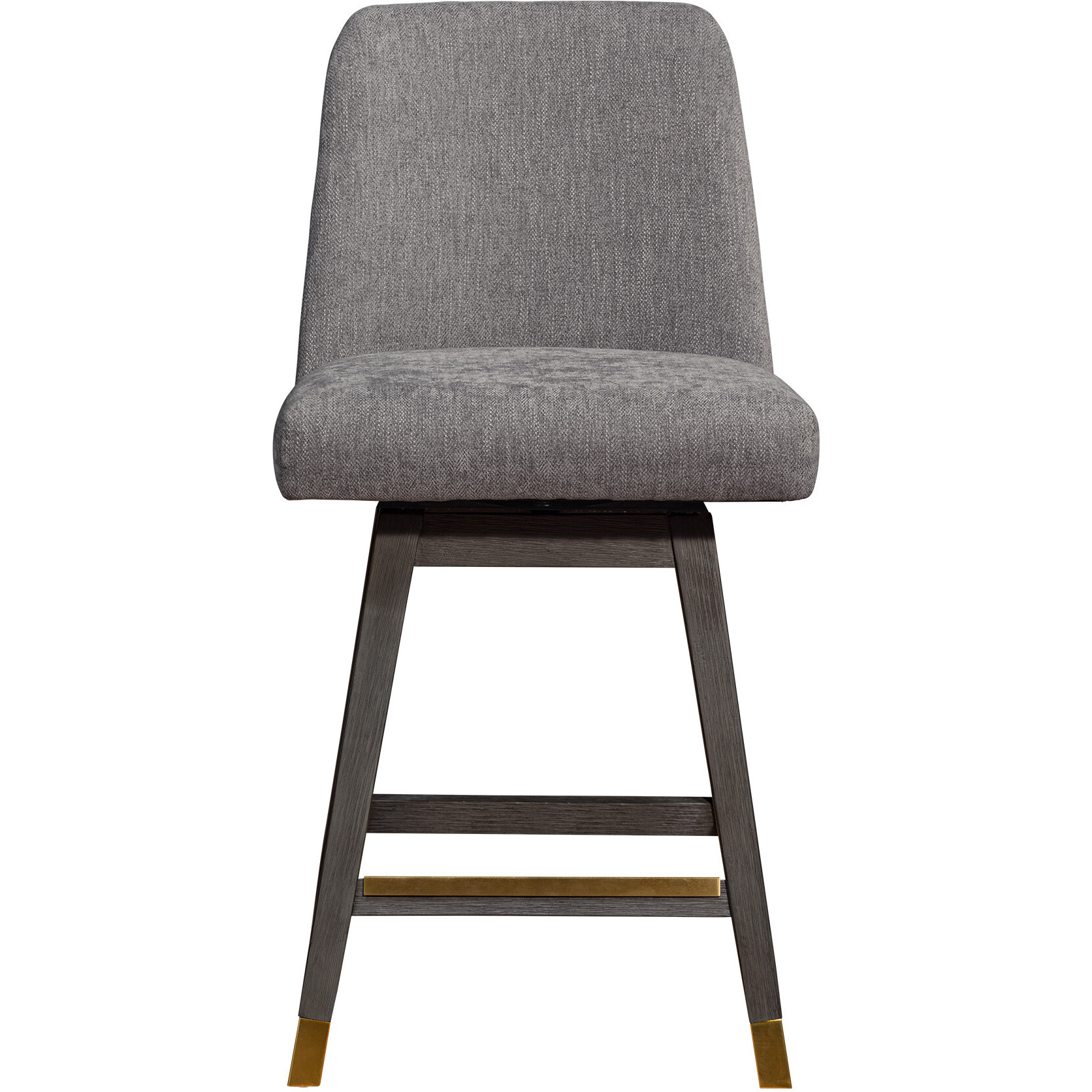 26 Mocha And Gray Solid Wood Swivel Bar Chair With Footrest