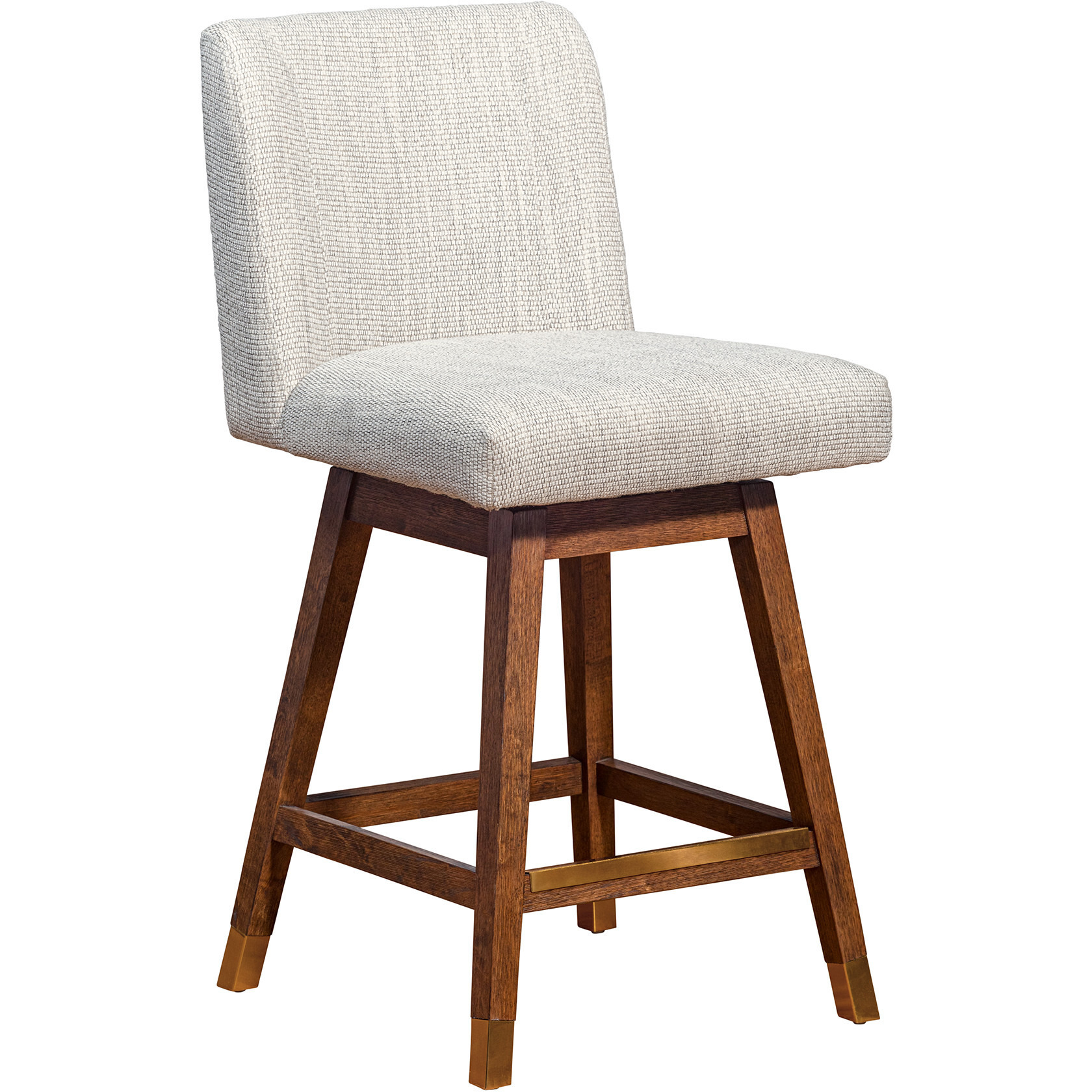 26 Beige And Brown Solid Wood Swivel Bar Height Bar Chair With Footrest