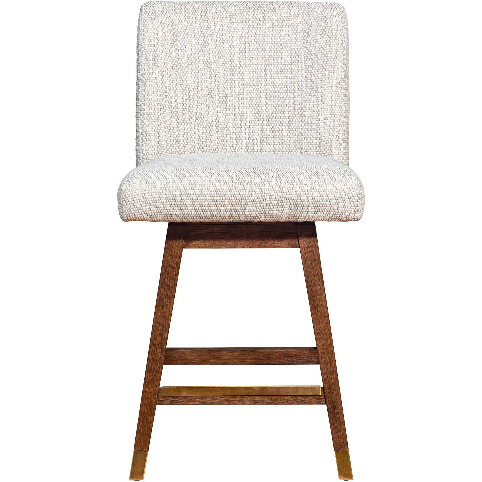 26 Beige And Brown Solid Wood Swivel Bar Height Bar Chair With Footrest