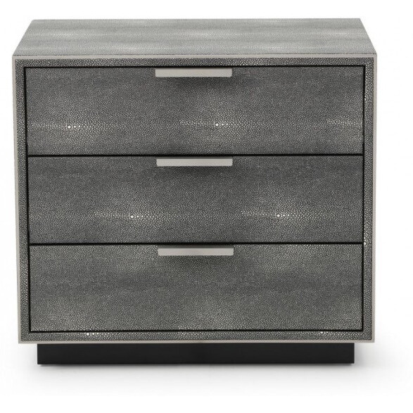 22 Gray Shagreen Three Drawer Nightstand