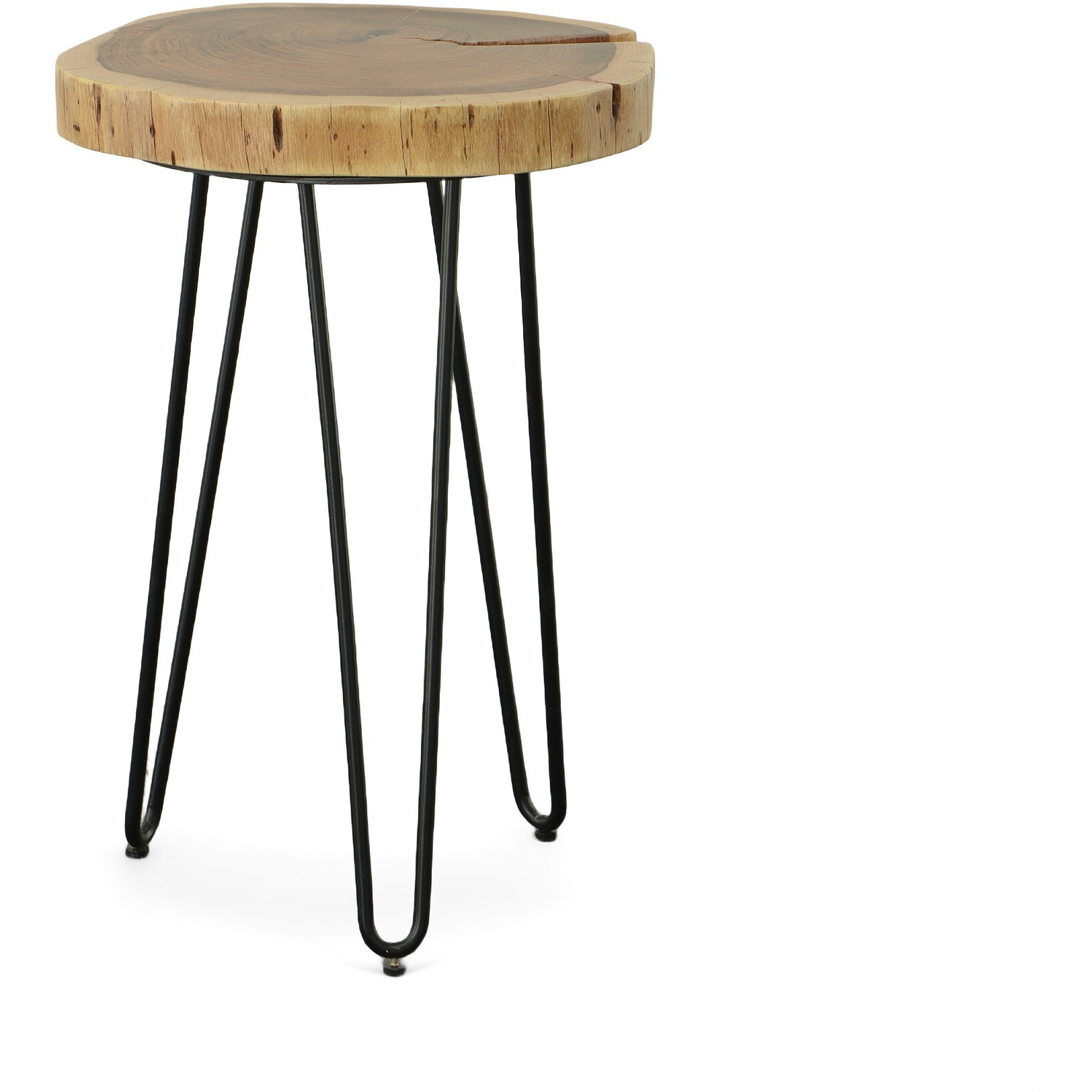 26 Black And Natural Solid Wood Live Edge Round End Table