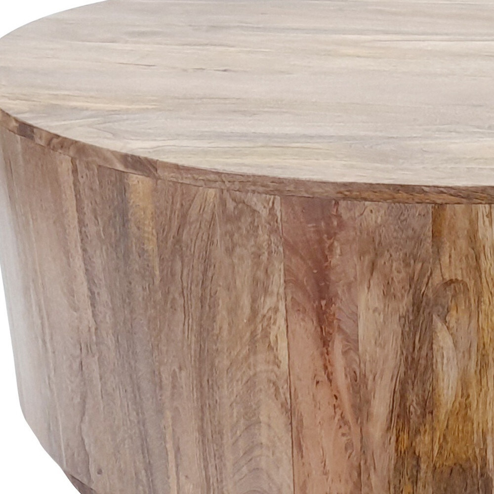42 Natural Solid Wood Round Coffee Table