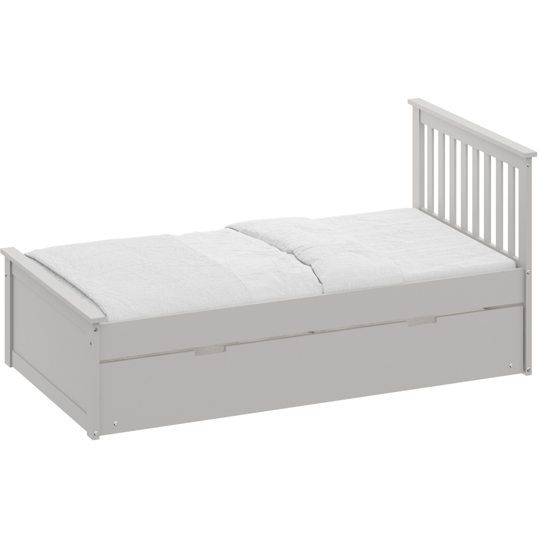 Gray Solid Wood Twin Bed With Pull Out Trundle