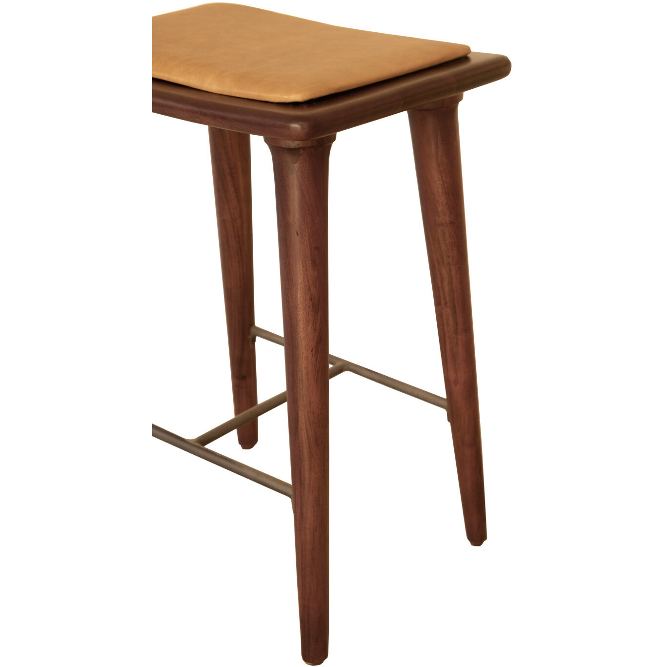 24 Brown Solid Wood And Leather Backless Counter Height Bar Chair
