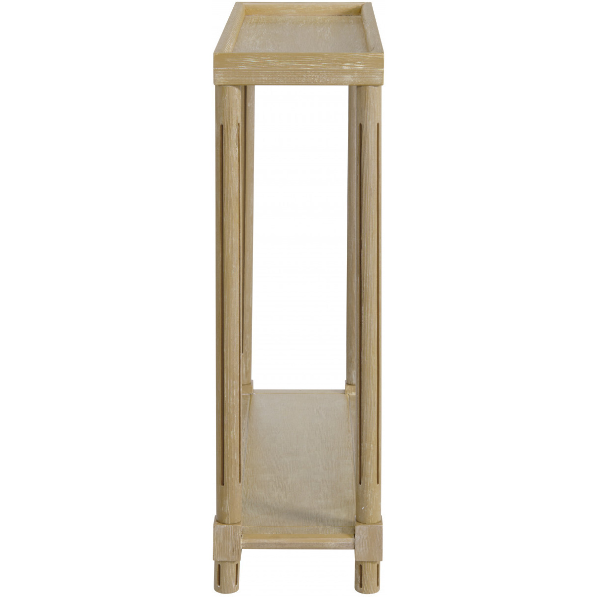 Set Of Two 24 Narrow Distressed Oak Wood End Tables With Shelf