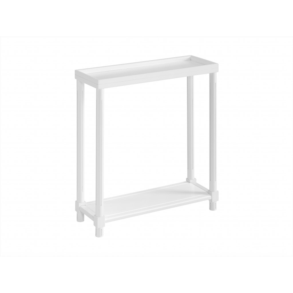 Set Of Two 24 White Narrow Wood End Tables With Shelf