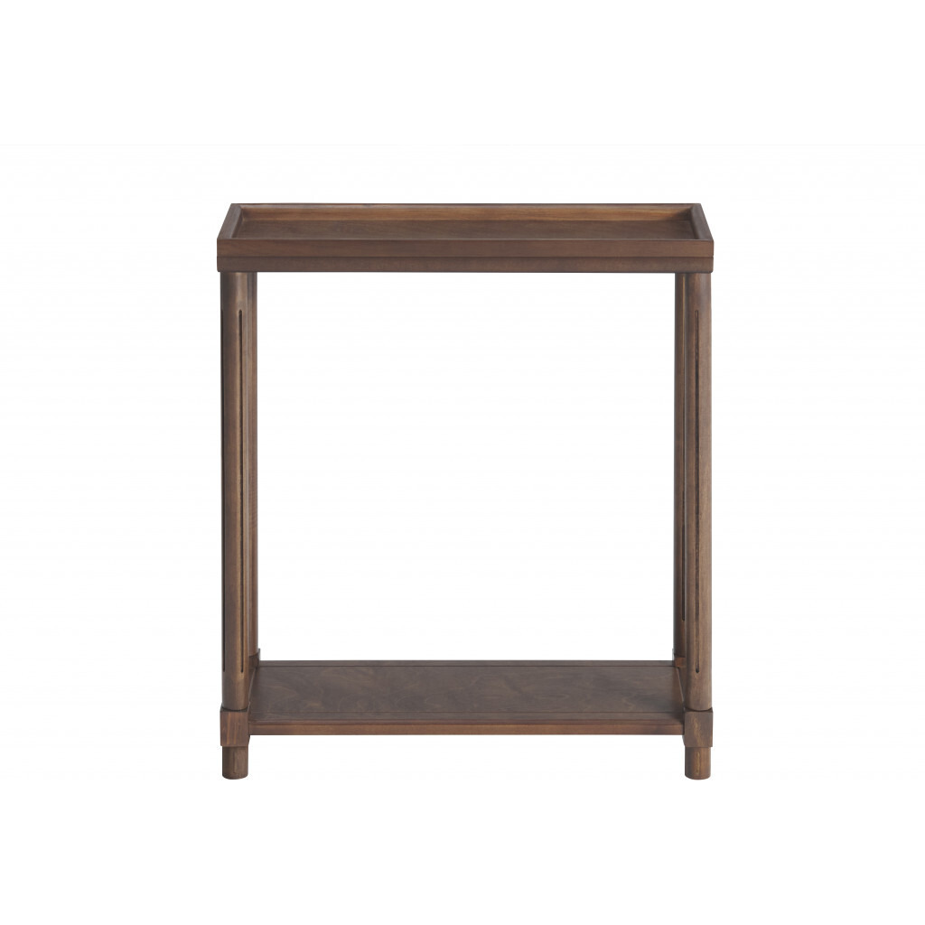 Set Of Two 24 Brown Wood Rectangular End Tables With Shelf