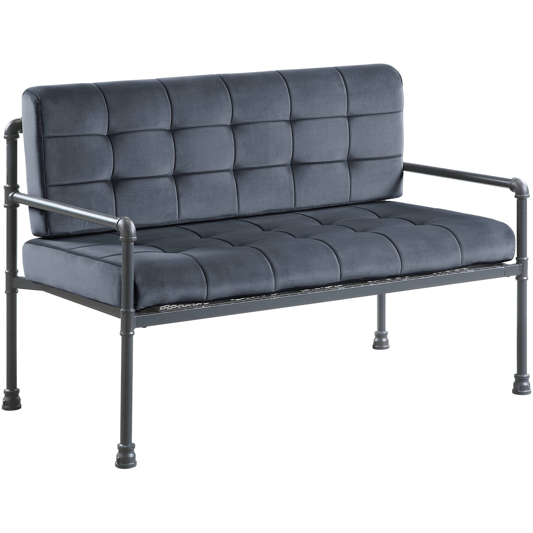 51 Gray Tufted Velvet And Gray Love Seat