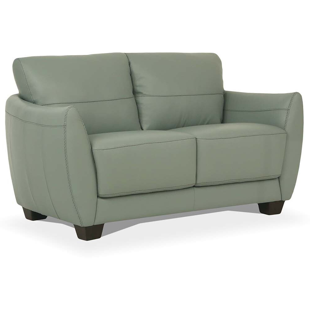 57 Pale Green Leather And Black Love Seat