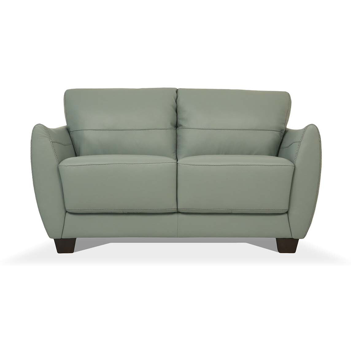 57 Pale Green Leather And Black Love Seat