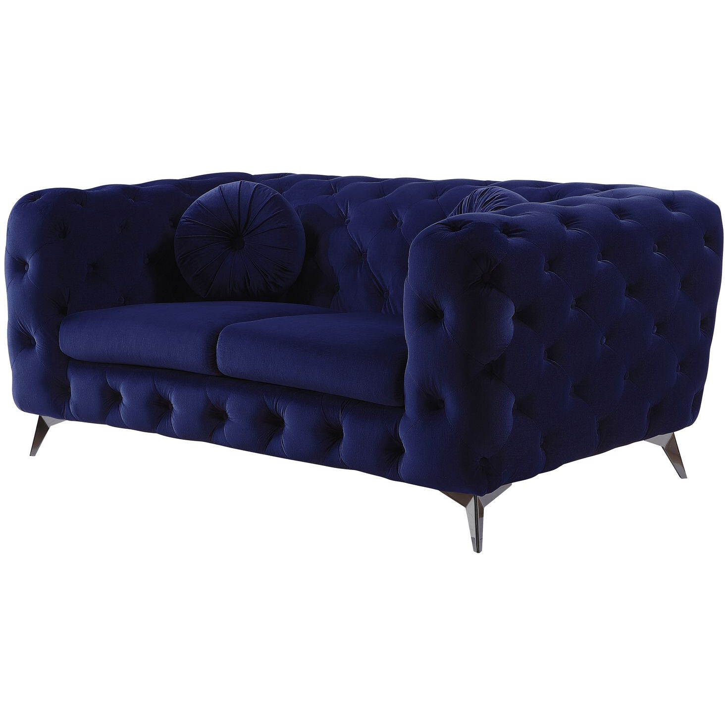 72 Blue And Silver Velvet Love Seat