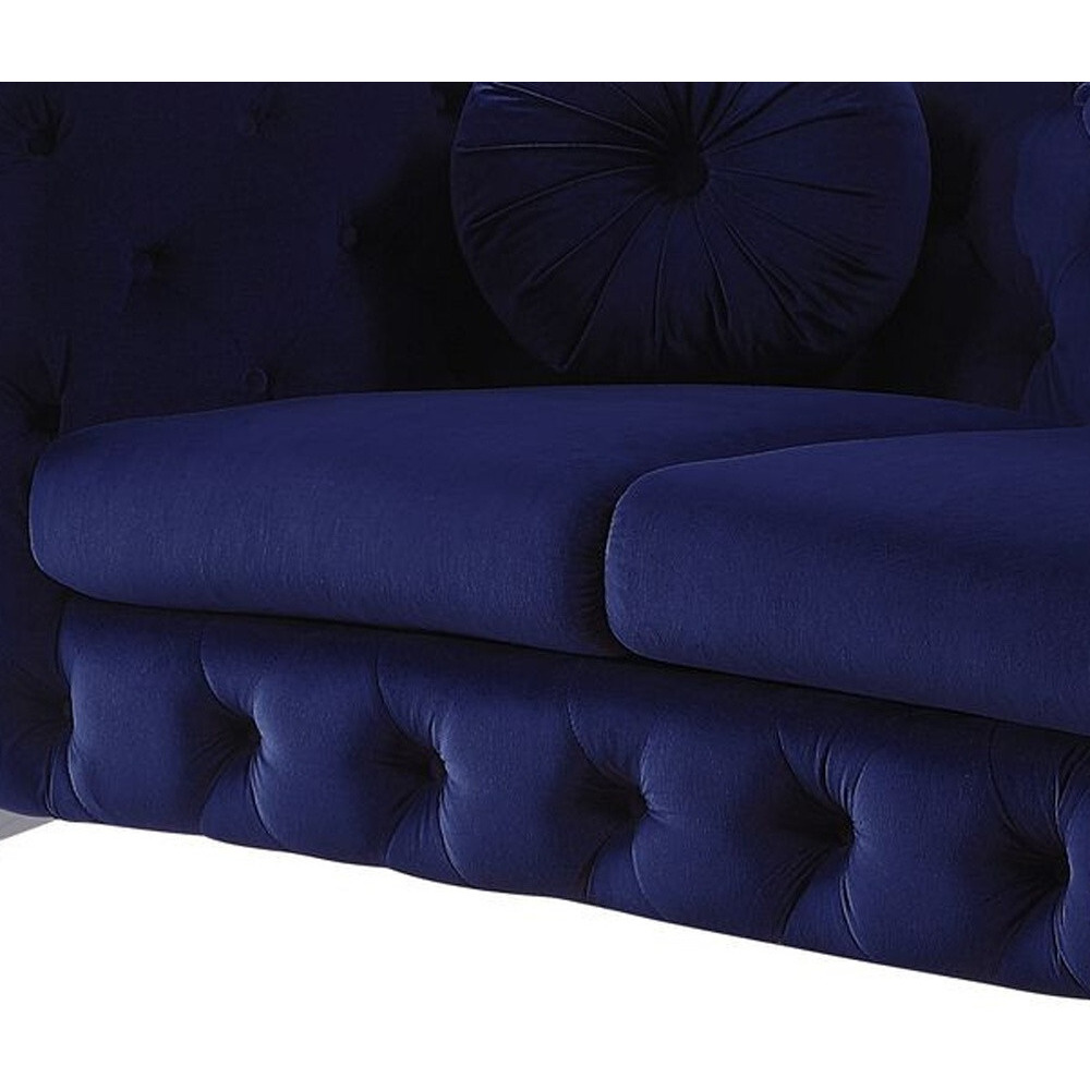 72 Blue And Silver Velvet Love Seat