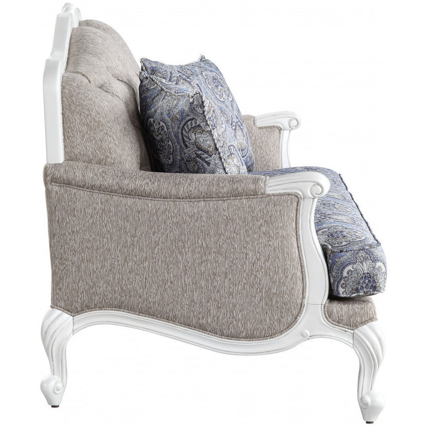 64 Beige 100% Linen And White Love Seat