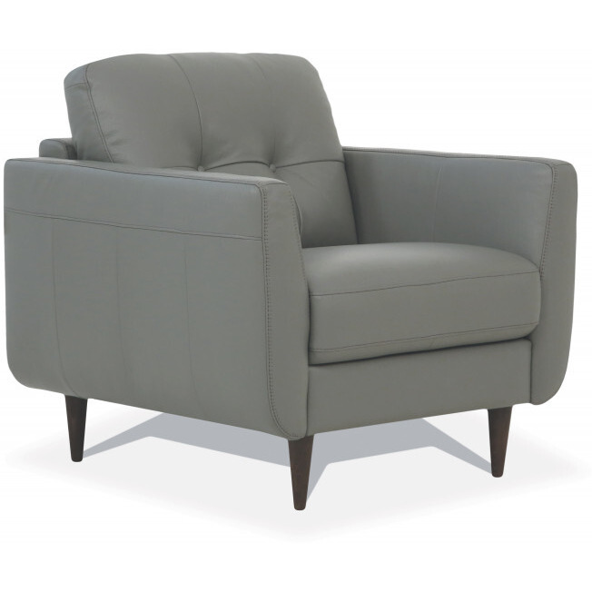 35 Pesto Green Genuine Leather And Black Tufted Arm Chair