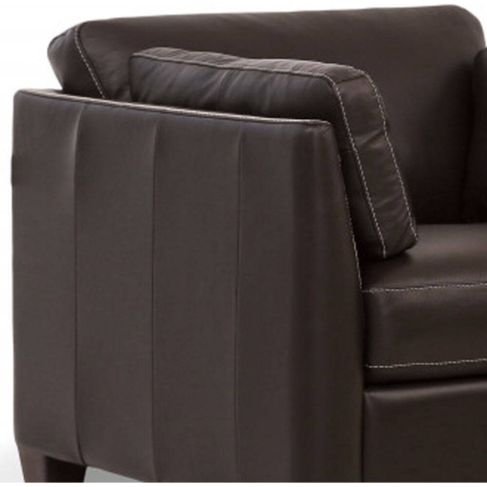 36 Chocolate Genuine Leather And Black Arm Chair