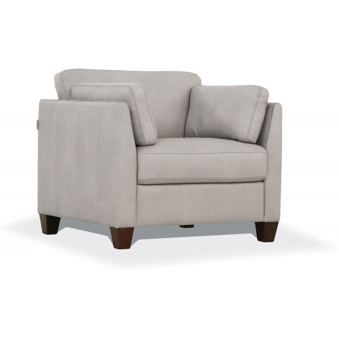 36 Dusty White Genuine Leather And Black Arm Chair