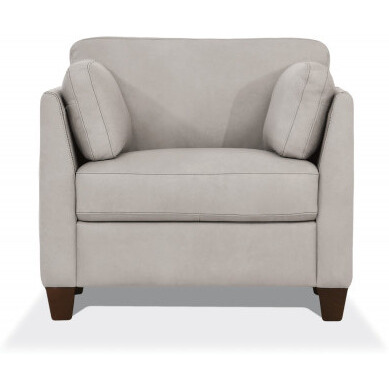 36 Dusty White Genuine Leather And Black Arm Chair