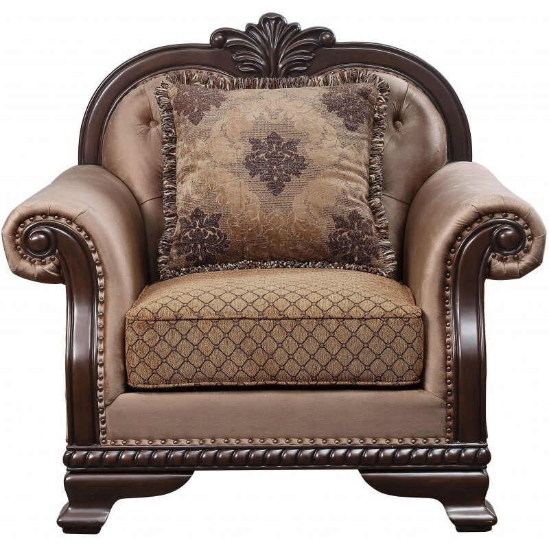 44 Tan Espresso Arm Chair